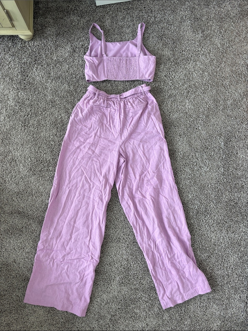 House of Harlow 1960 Linen Lilac Cropped Tank & Wide-Leg Tie-Waist Set - Picture 5 of 5